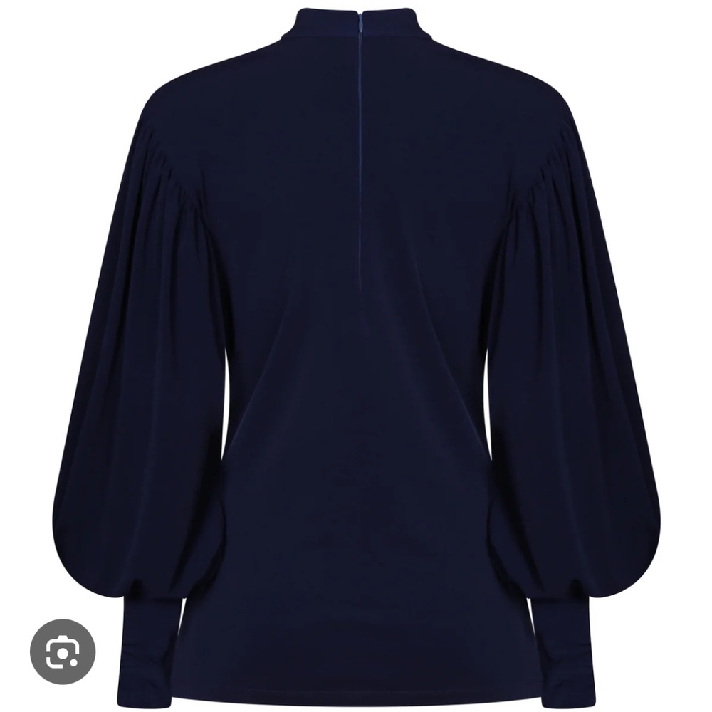 Equipment Femme Navy Blue Button Blouse Balloon Sleeve